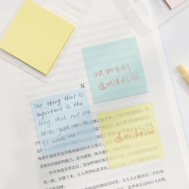 50 sheets Korean Clear Memo Pad Custom Transparent PET Sticker Sticky Notes Notepad Memo Paper for Planner