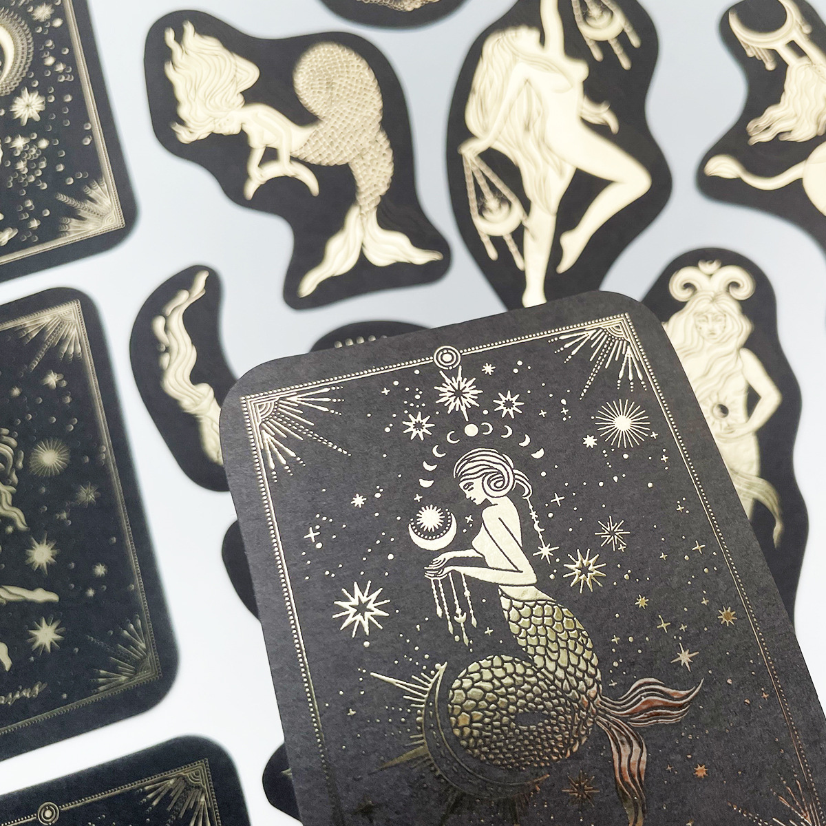 40 Pcs Creative Bronzing Constellation Retro Magic Stickers Gold Stamp Stickers Paper DIY Craft Journal Scrapbook Washi Stickers