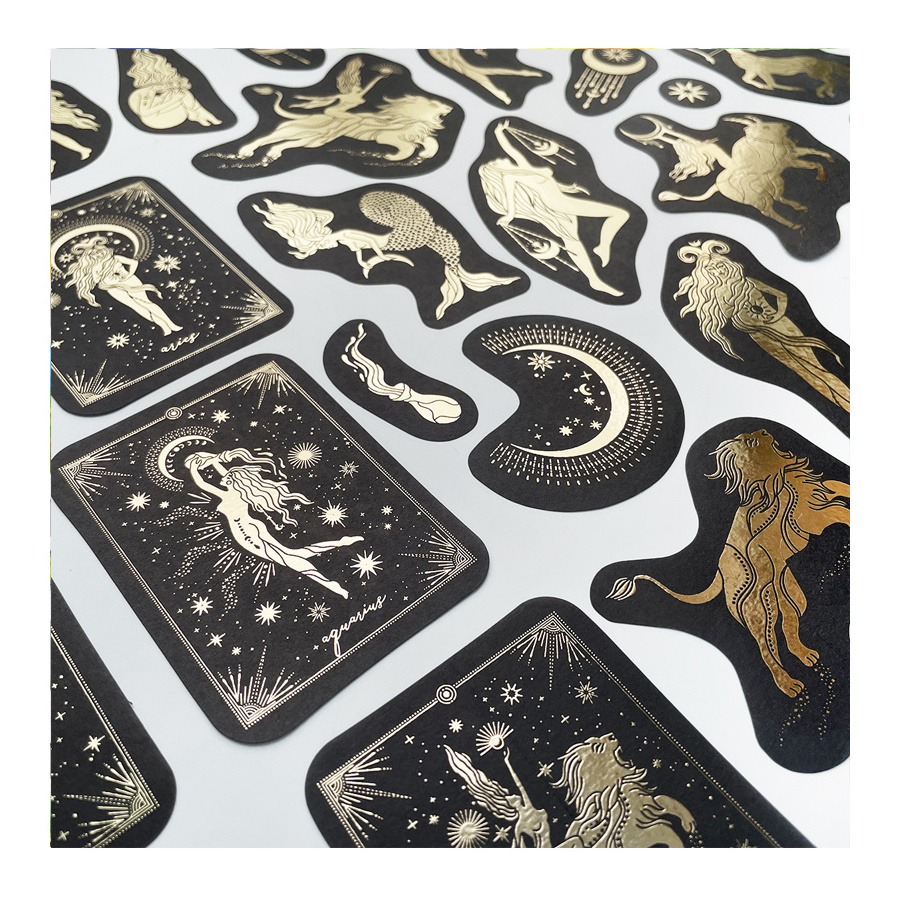 40 Pcs Creative Bronzing Constellation Retro Magic Stickers Gold Stamp Stickers Paper DIY Craft Journal Scrapbook Washi Stickers