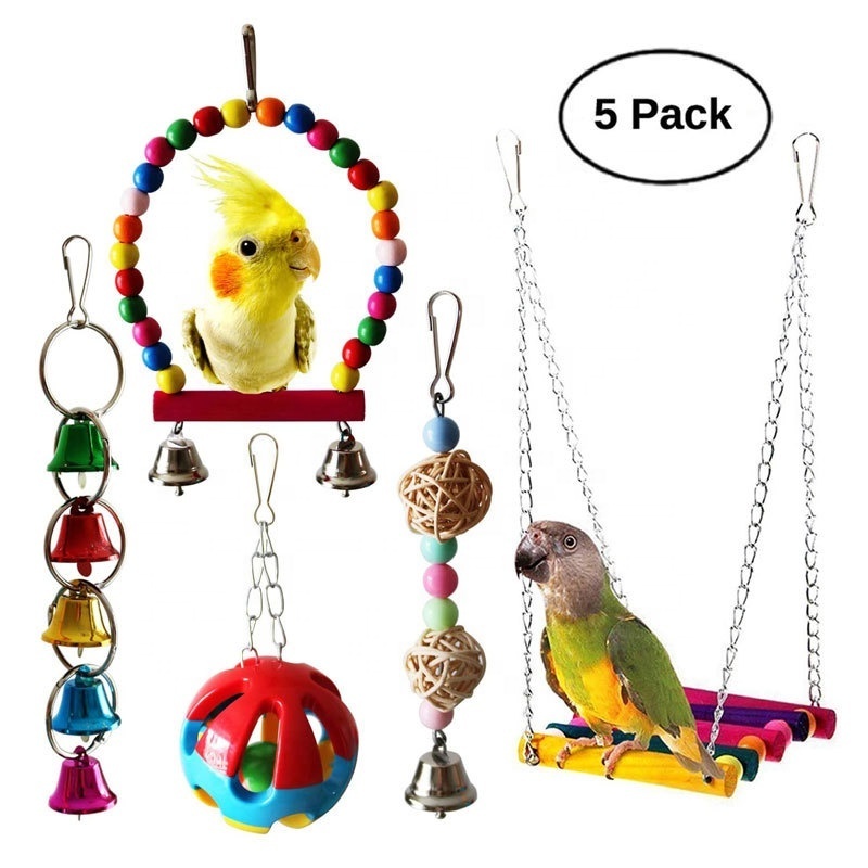 Hot selling toys Extra Large Bird Parrot Toys set Multicolored Natural Wooden Blocks Tearing Toys for Birds Parrots