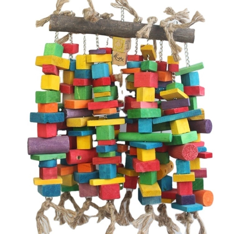 Hot selling toys Extra Large Bird Parrot Toys set Multicolored Natural Wooden Blocks Tearing Toys for Birds Parrots