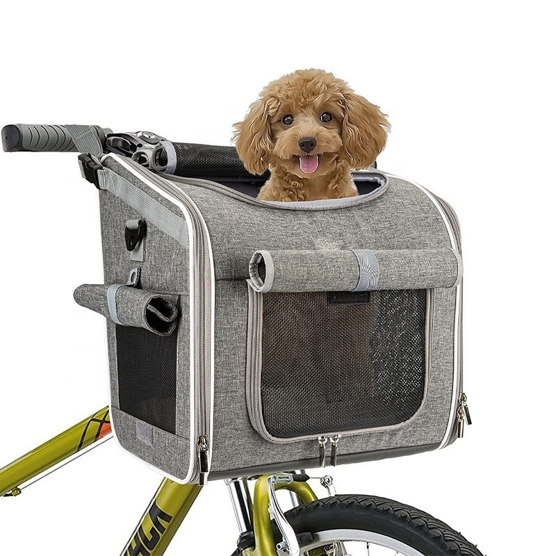 Heute polyester dog bike basket pet carriers & travel products bike expandable pet dog carrier travel products with Mesh Windows