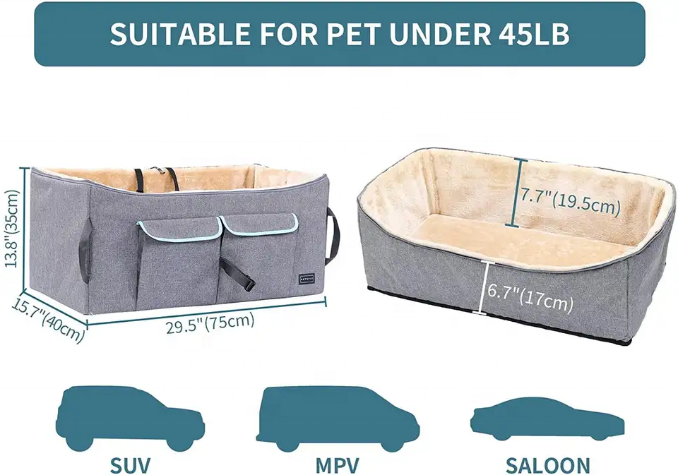 Heute Pet Travel Car Booster Seat With Safety Belt,Washable Double-sided Cushion For Dogs pet carriers & travel products