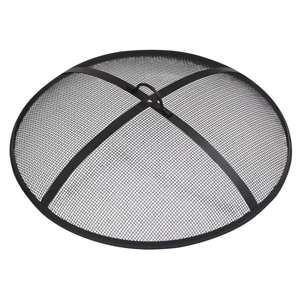 BBQ 24inch Outdoor Fire Pit Spark Screen Accessory Round Fire Pit Screen Cover Steel Backyard Fire Pit Mesh Screen with Handle