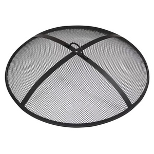 BBQ 24inch Outdoor Fire Pit Spark Screen Accessory Round Fire Pit Screen Cover Steel Backyard Fire Pit Mesh Screen with Handle