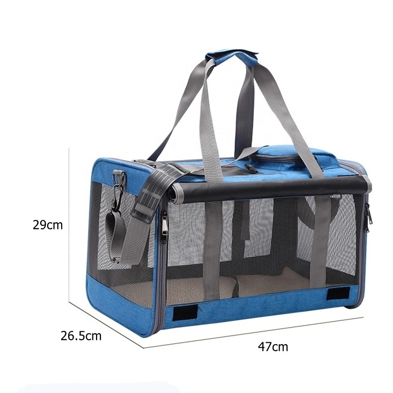 Manufacturer OEM Detachable Portable Soft-sided Airline Approved Dog Cat pet carriers & travel products with Wheels