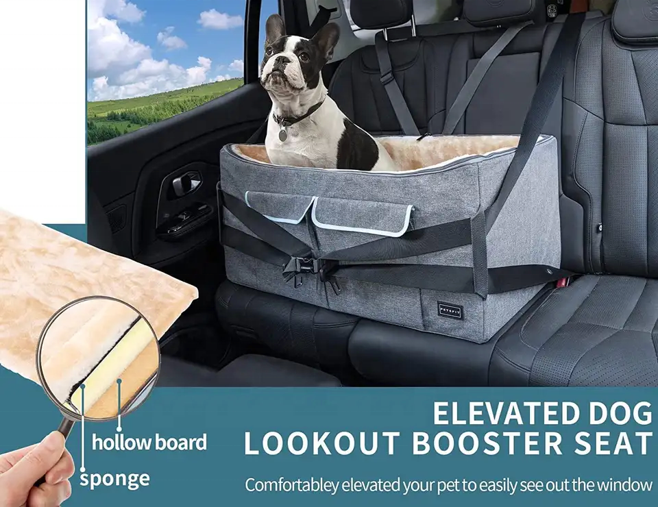 Heute Pet Travel Car Booster Seat With Safety Belt,Washable Double-sided Cushion For Dogs pet carriers & travel products