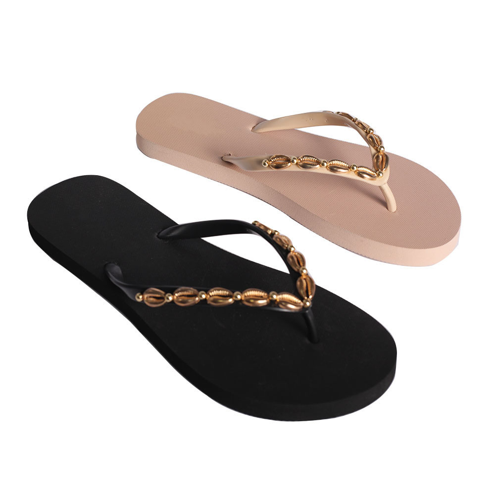 Shoes Women's Slippers Custom Color Wear Chain Flip Flops Flat Beach Shoes Female For Summer