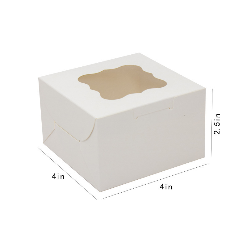 Customized eco-friendly kraft paper mini cake box biscuit box with window flip cartridge box