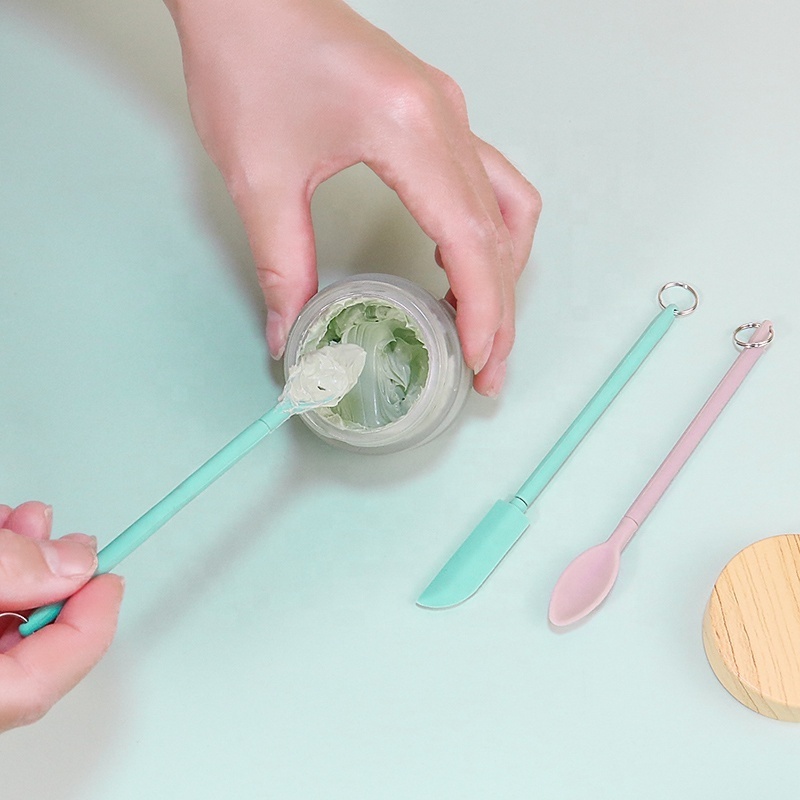 Wholesale Reusable Woman Silicone Telescopic Spatula Scooping Spoon Set Makeup Spatula for Cream Cosmetic