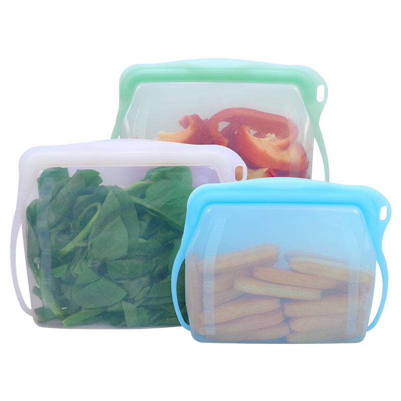 Small 500ML Silicone Ziplock Bag BPA Free Kitchen Reusable Silicone Freezer Breast Milk Fruit Food Storage Container Zipper Bags