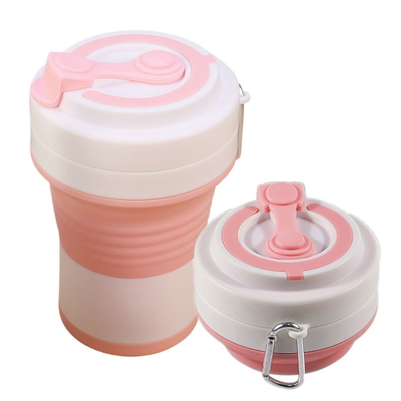 Portable 550ml silicon cup retractable reusable silicone travel collapsible office use folding tea cup coffee mug cups for gifts