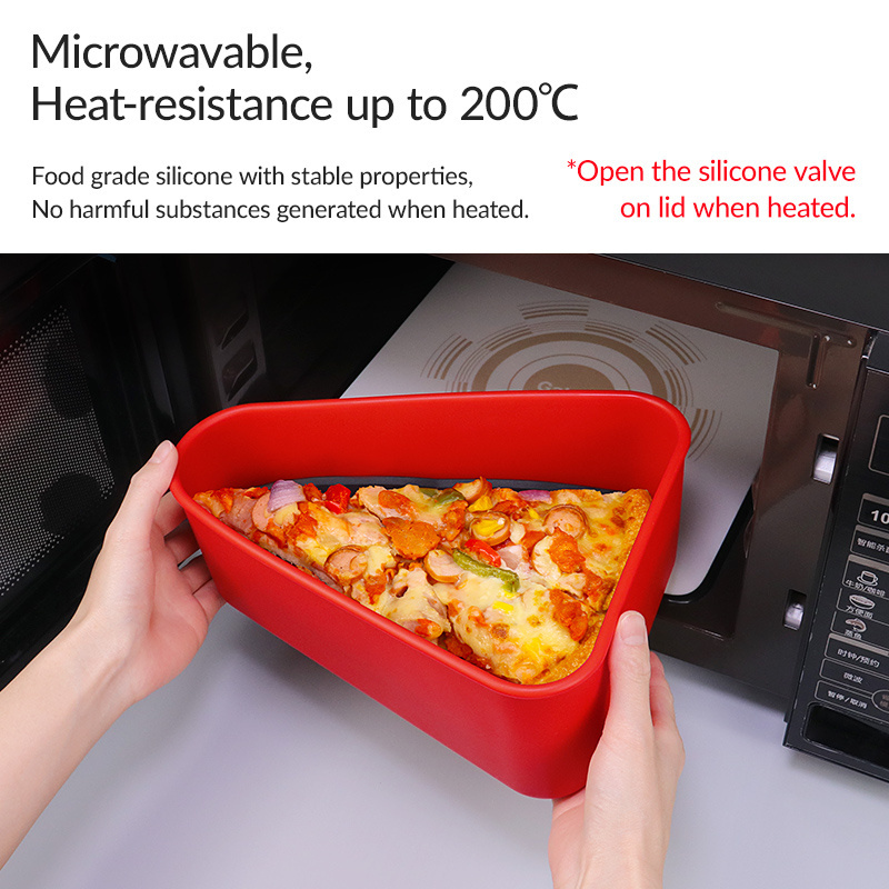 Custom Reusable Silicone Pizza Slice Storage Container Silicone Microwavable Dishwasher Safe Pizza Box Container Boxes With Logo