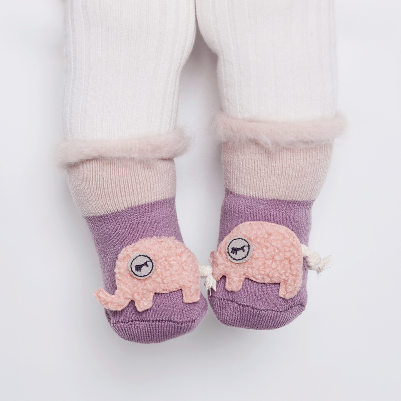 Fashionable fun thick cotton winter warm infant baby kids socks cute toy custom knitted socks