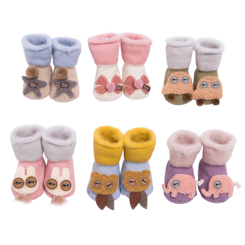 Fashionable fun thick cotton winter warm infant baby kids socks cute toy custom knitted socks