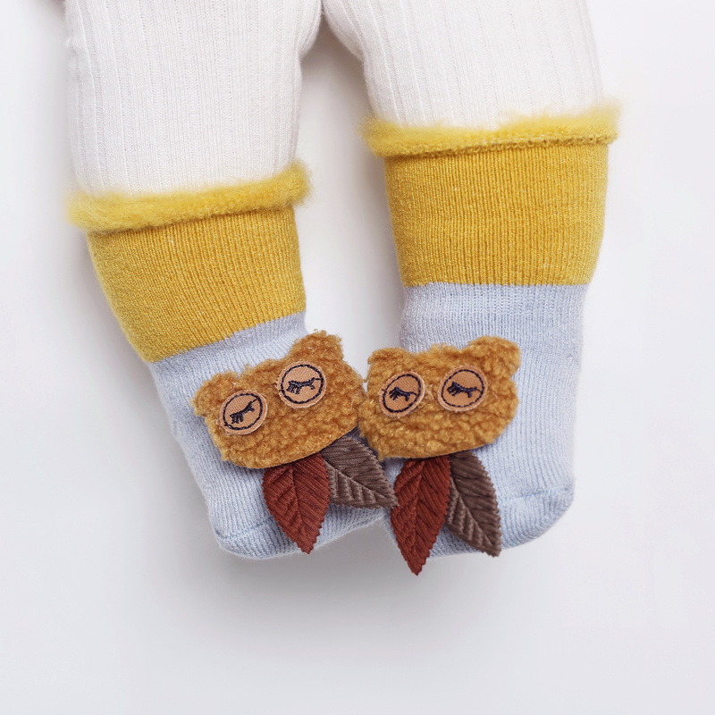 Fashionable fun thick cotton winter warm infant baby kids socks cute toy custom knitted socks