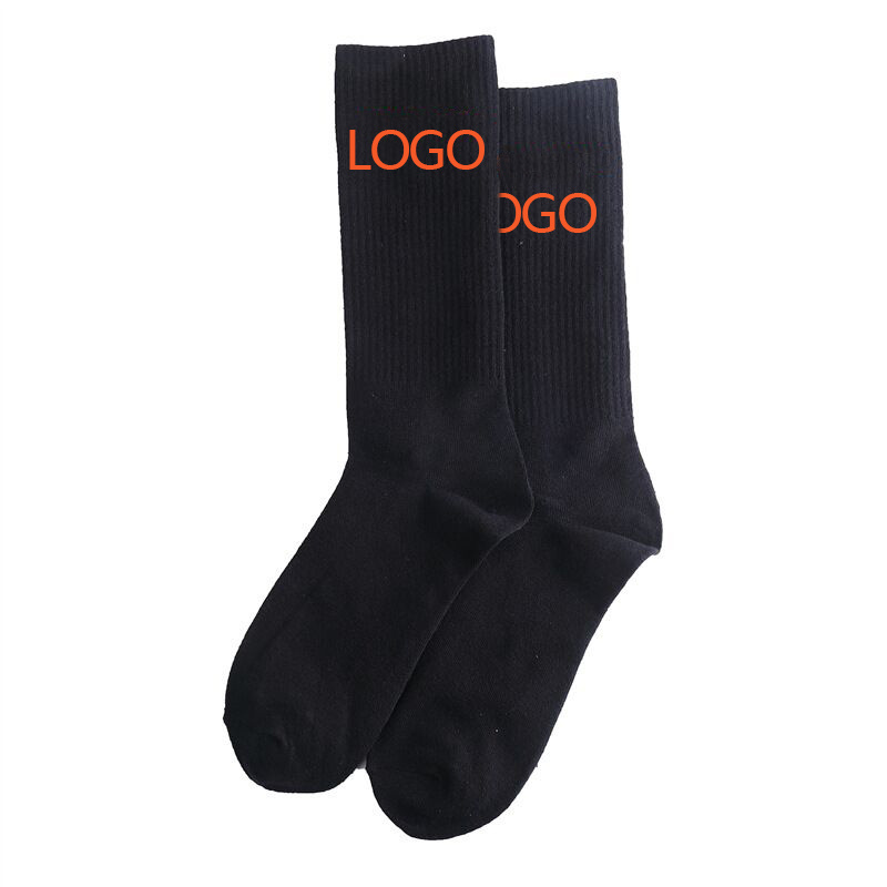 Cheap wholesale oem designer custom design your own logo men crew sports socks custom bamboo cotton black sock for man