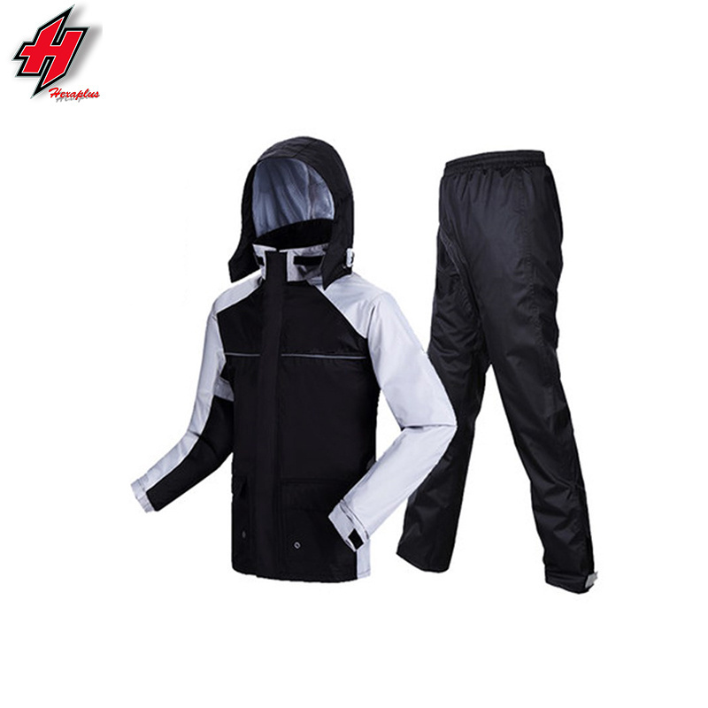 100% waterproof outdoor work adult pvc raincoat rain suit motorcycle set jackets with pants flap in front custom print logo