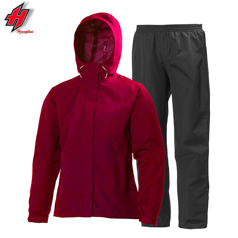 Wholesale Waterproof Zipper Solid Jacket with Hood Women's Raincoat waterproof motorcycle suit mens rainwear ultra light