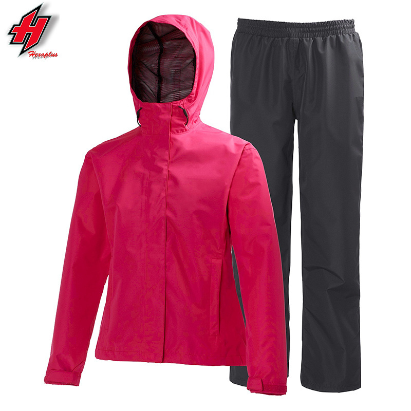 Wholesale Waterproof Zipper Solid Jacket with Hood Women's Raincoat waterproof motorcycle suit mens rainwear ultra light