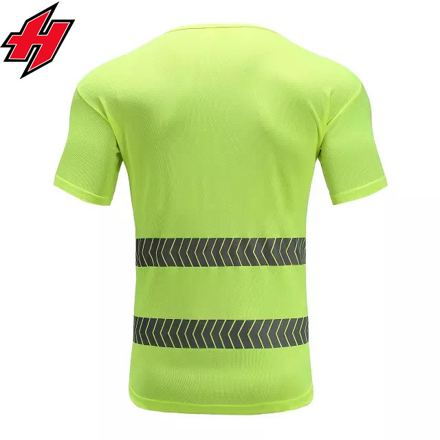 high visibility reflective safety clothing tshirt Unisex custom for men and women hi-vis cotton shirt with reflective tape