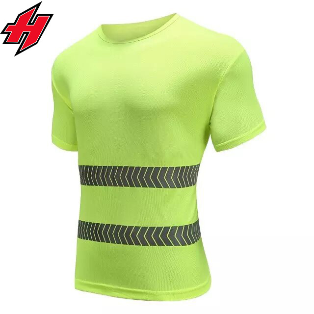 high visibility reflective safety clothing tshirt Unisex custom for men and women hi-vis cotton shirt with reflective tape