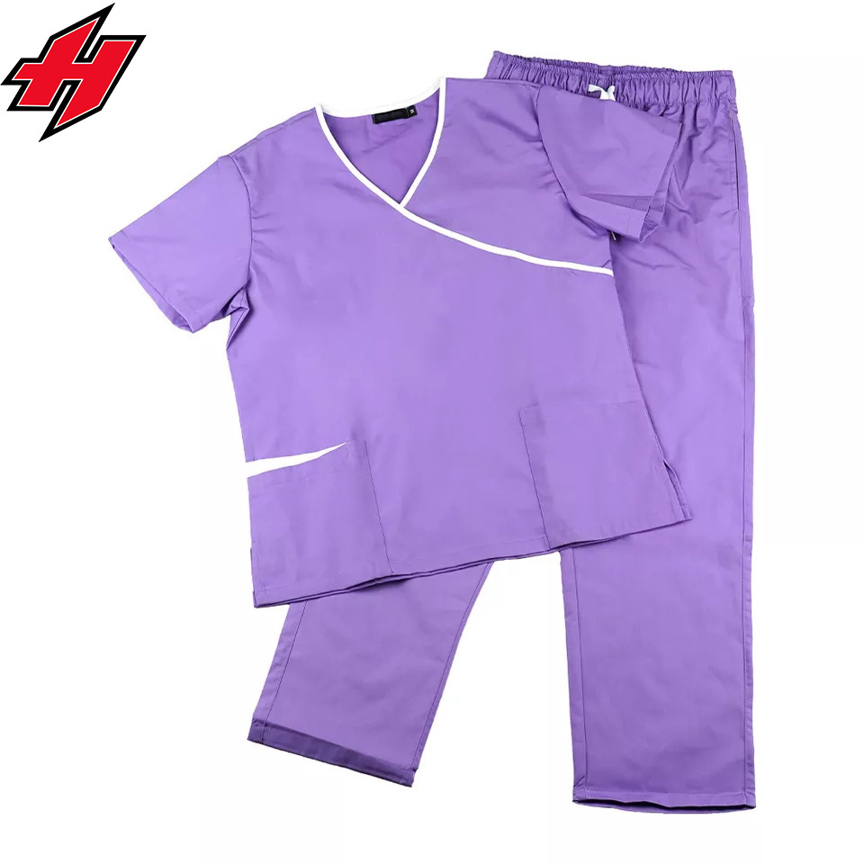 2023 Sexy V-neck Hospital Doctor Uniforms Medical Nursing Scrubs Uniform Scrub Sets Short Sleeves Tops Pants Uniform Men Women