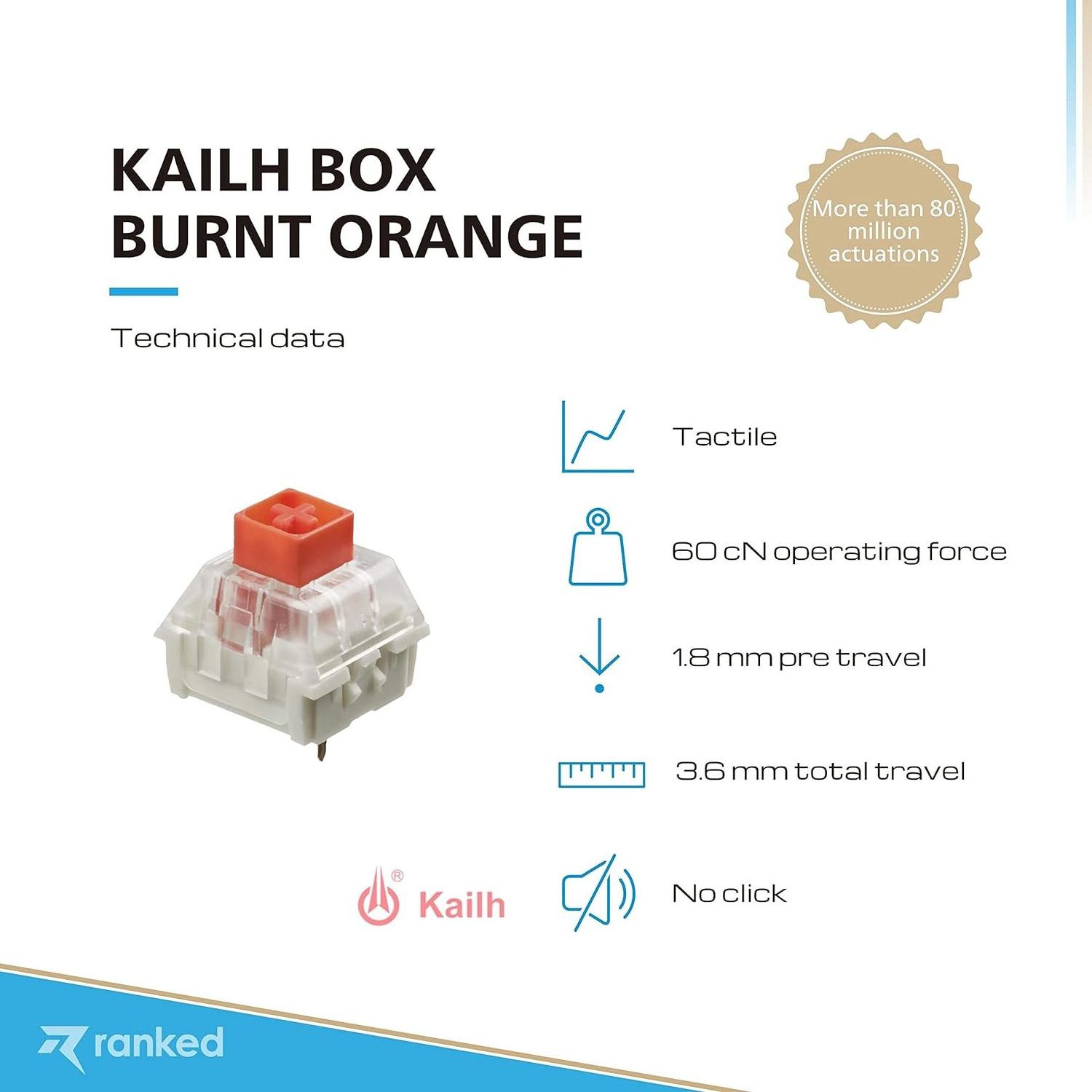 Burnt Orange Kailh Box Silent Switches For Mechanical Keyboard DIY RGB Dustproof Waterproof Keyboard Switch