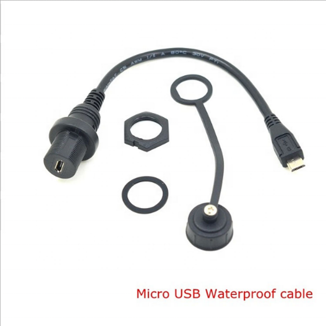 IP67 IP68 USB Waterproof Cable Micro 5pin Male to Female Extension Cable with Panel Mount Connector 30cm 1m