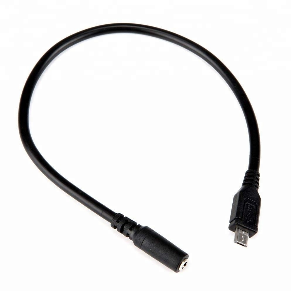 Mobile Phone Audio Cable Micro USB B Male 5 Pin to 3.5mm Female 3 Pole AUX Audio Adapter Cable Cord 30cm