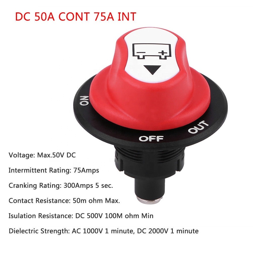 Waterproof 50A 100A 200A 300A Car Battery Switch Isolator Disconnect Cut OFF ON OFF Power Kill Switch for Marine Car Boat RV ATV