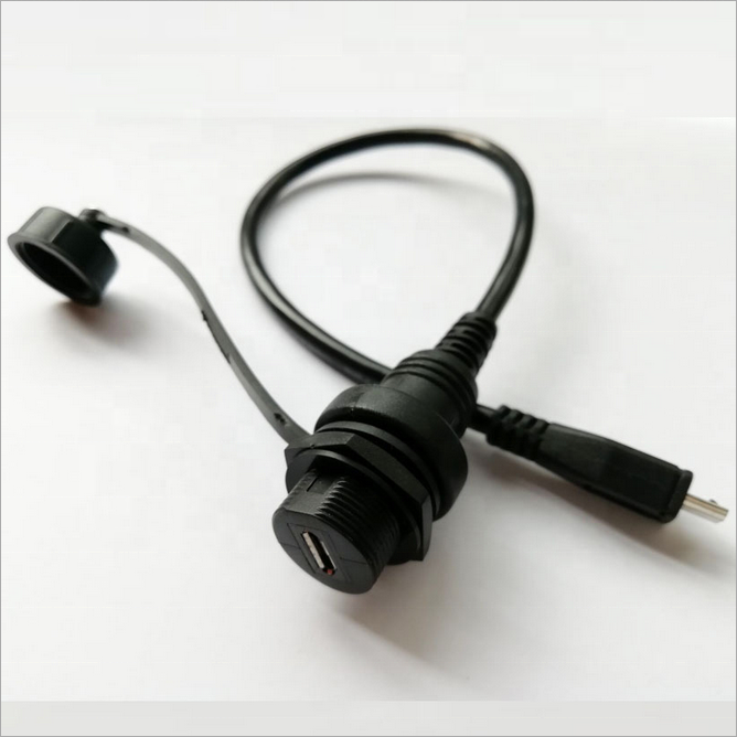 IP67 IP68 USB Waterproof Cable Micro 5pin Male to Female Extension Cable with Panel Mount Connector 30cm 1m