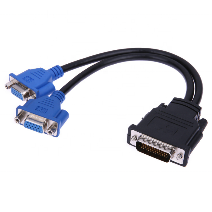 Hot Sale DMS-59 59Pin DVI Male to Dual VGA 15Pin Female Splitter Adapter Cable For Monitor TV Projector Computer