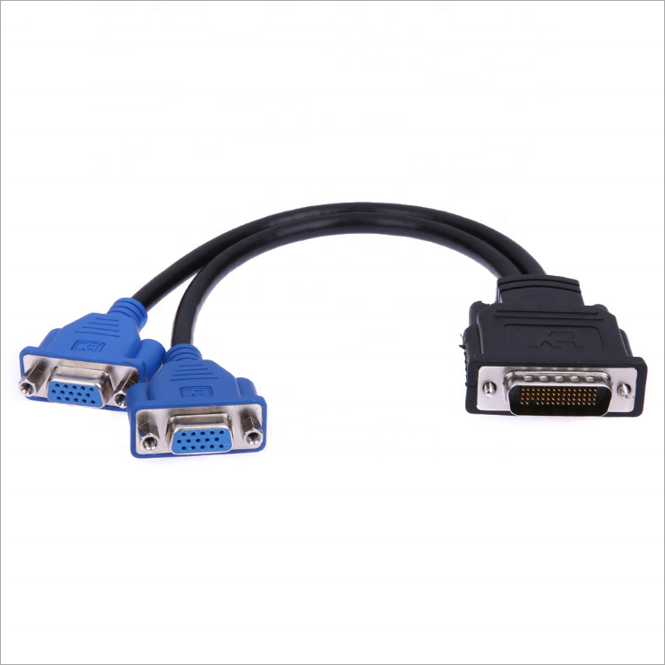 Hot Sale DMS-59 59Pin DVI Male to Dual VGA 15Pin Female Splitter Adapter Cable For Monitor TV Projector Computer