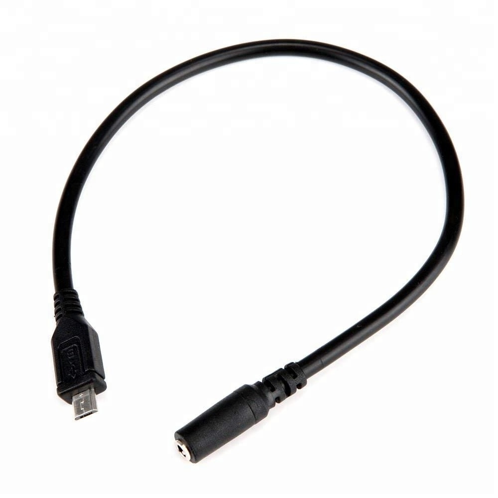 Mobile Phone Audio Cable Micro USB B Male 5 Pin to 3.5mm Female 3 Pole AUX Audio Adapter Cable Cord 30cm