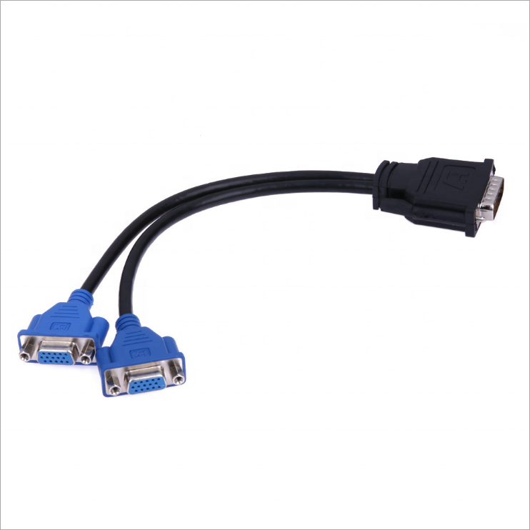 Hot Sale DMS-59 59Pin DVI Male to Dual VGA 15Pin Female Splitter Adapter Cable For Monitor TV Projector Computer