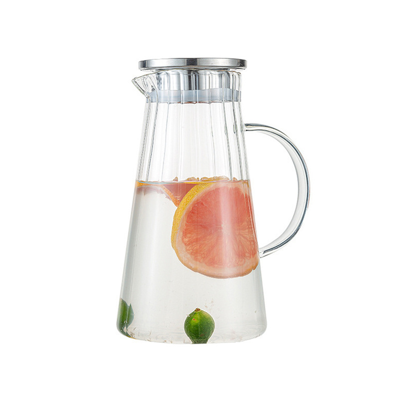 450ml clear soda lime glass bedside dinning room gold rim glass water jug with lid for cold water