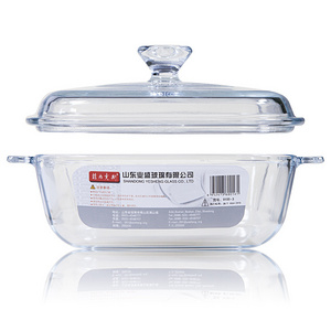 0.8L 1.2L 1.5L clear square high borosil square glass baking dish with lid in oven