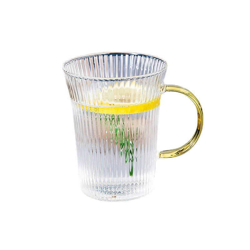 450ml clear soda lime glass bedside dinning room gold rim glass water jug with lid for cold water