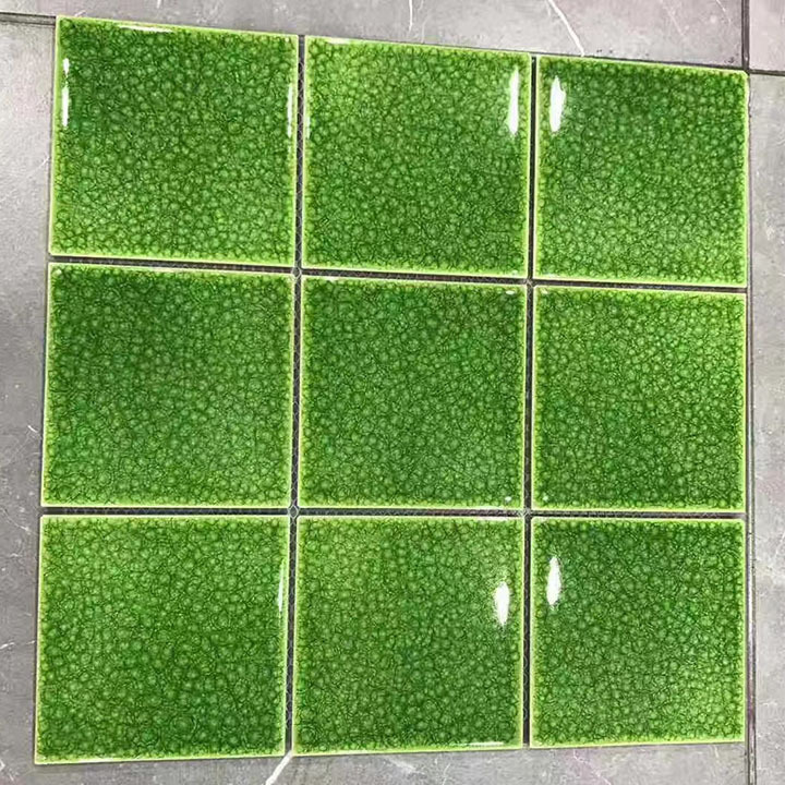 100x100mm Thick ice crack shower bathroom tiles wall green mosaic wall art mirror tiles glass