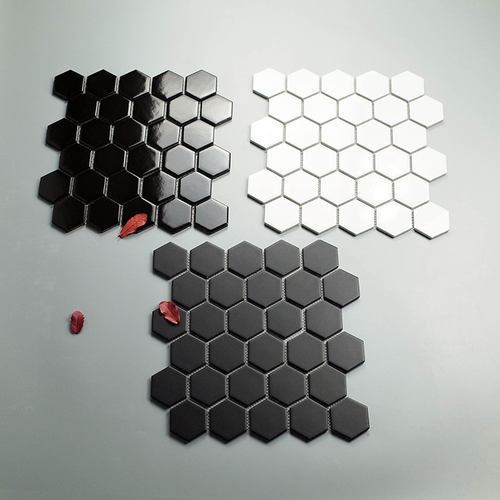 hexagon stain mirror glass mosaic tile bathroom kitchen backsplash porcelain tiles for wall or floor