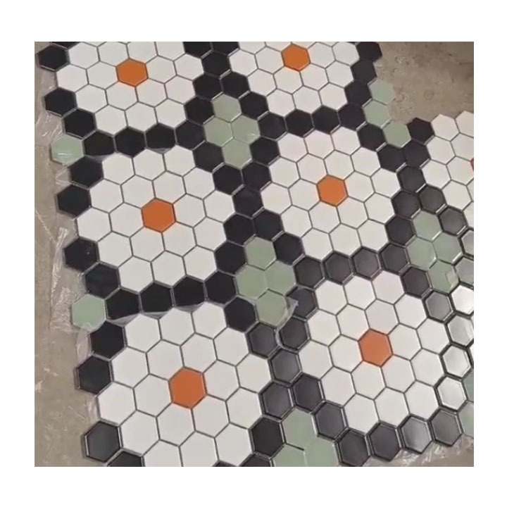 hexagon stain mirror glass mosaic tile bathroom kitchen backsplash porcelain tiles for wall or floor