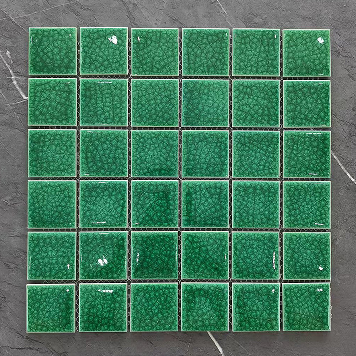 Green White Tiles For Floor And Bathroom Wall Glossy Glass Mosaic Tile For Kitchen Backsplash