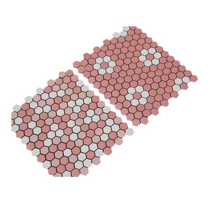 Factory Supply Fashionable hexagon pink mosaic glass art wall murals ceramic mosaics tiles