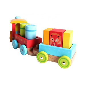 Iwood Series Kids Montessori Toys Craft Building Block Wooden Train