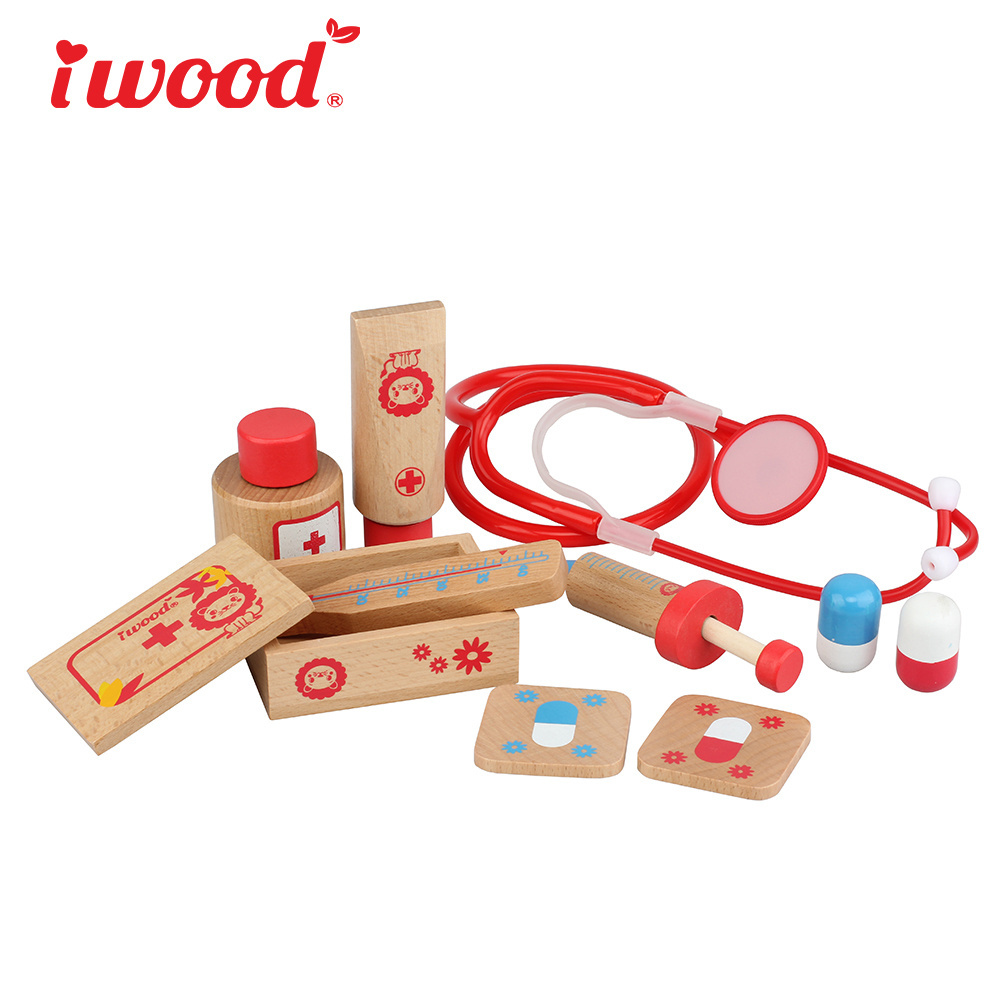 Iwood Series Wooden Hospital doctor set Pretend Play Toys