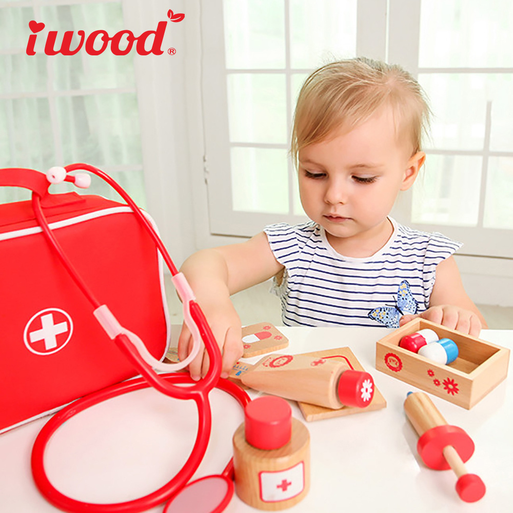 Iwood Series Wooden Hospital doctor set Pretend Play Toys