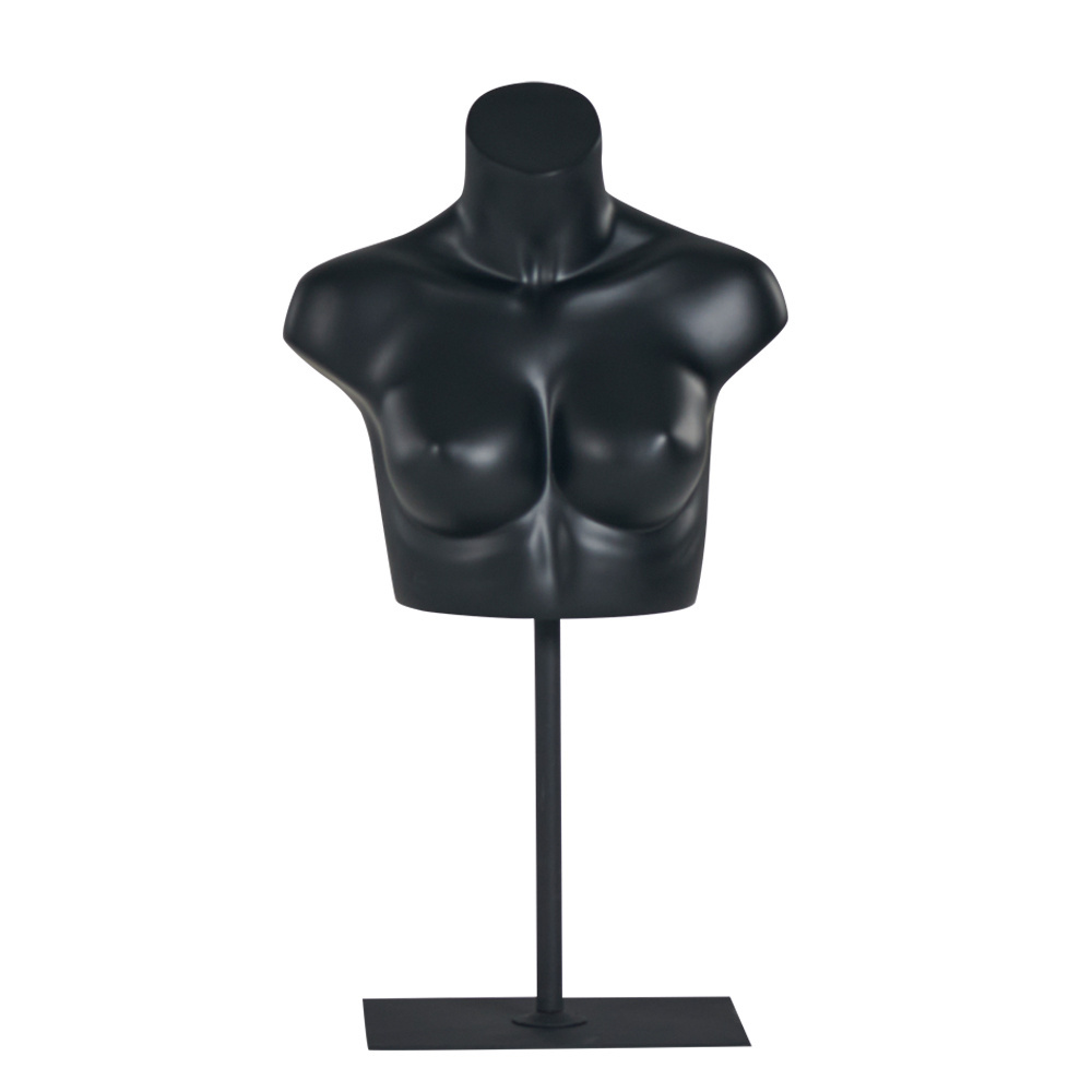 Matte Black Bra Display Headless Female Torso Mannequin