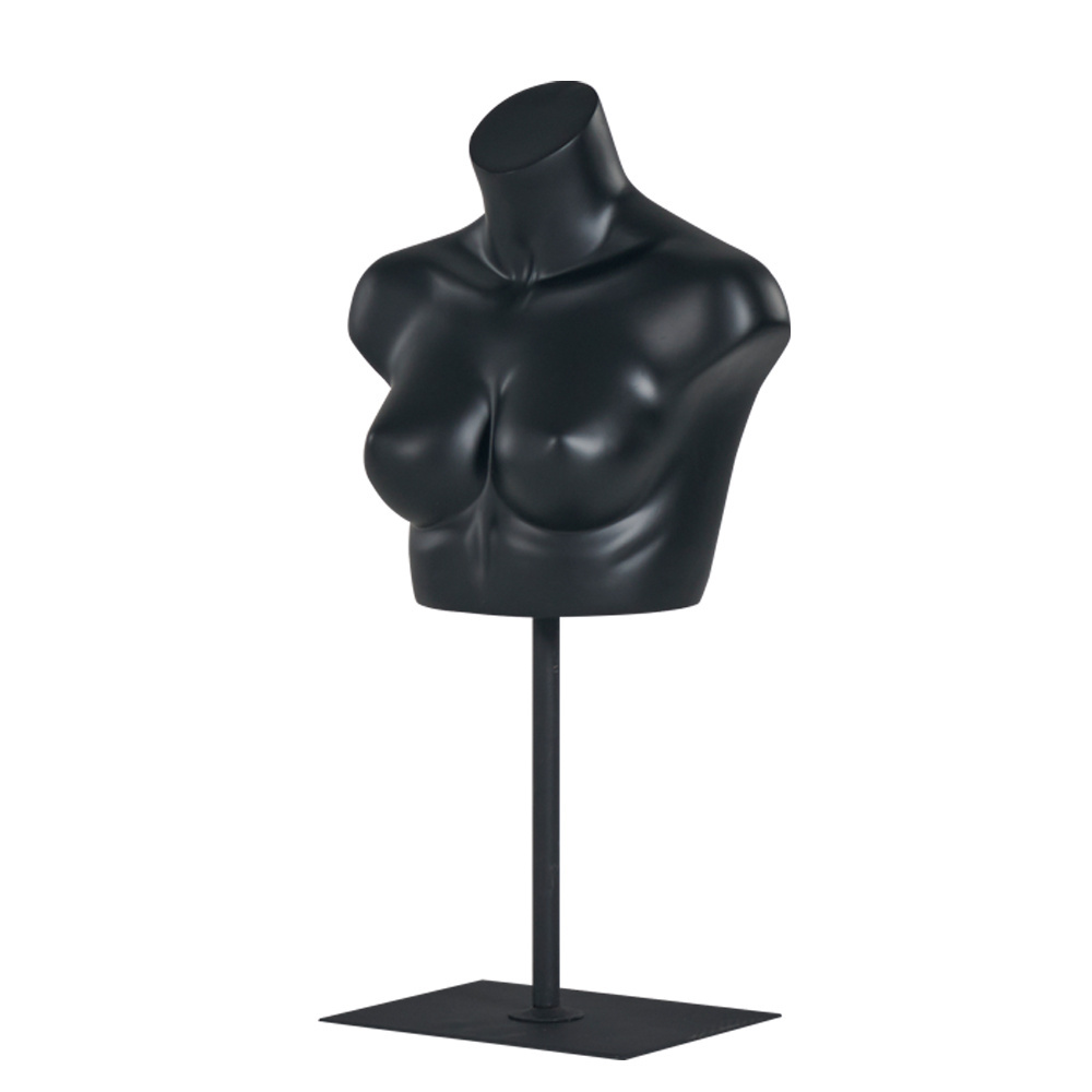 Matte Black Bra Display Headless Female Torso Mannequin