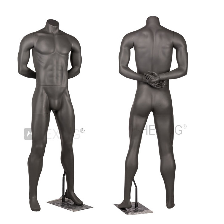 Grey fiberglass standing big butt male mannequin